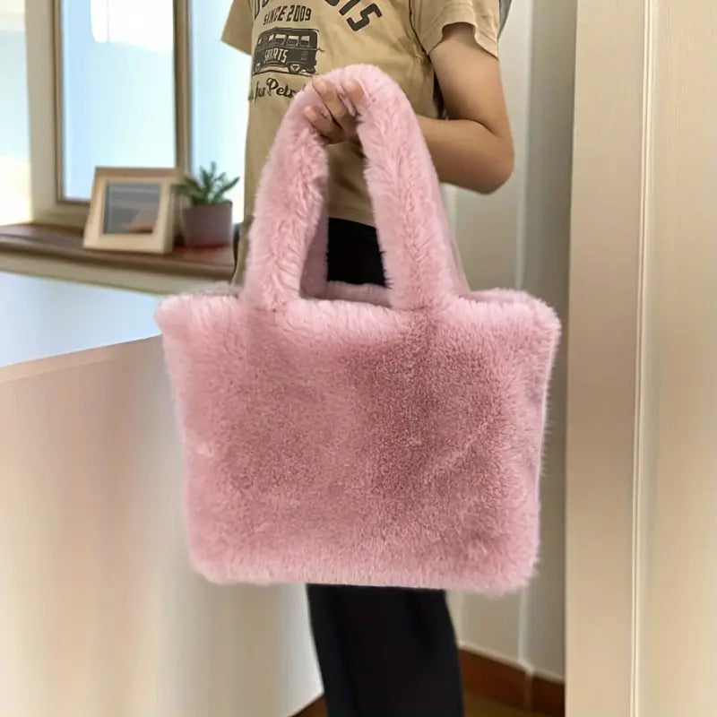 Faux Fur Tote Shoulder Bag