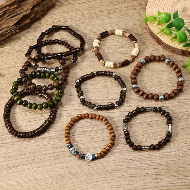 Bohemian Wooden Bracelet Collection