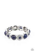 Load image into Gallery viewer, DYOS1062 Dotted with polished blue beads, studded floral and metallic rope-like silver frames are threaded along stretchy bands around the wrist for a colorfully bubbly fashion.
